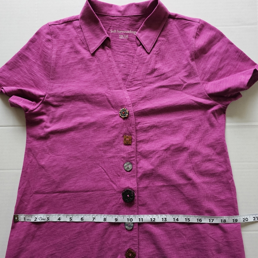 Soft Surroundings Danielle Mixed Button Shirt Dress SP Boho Artsy Resortwear - Picture 13 of 14